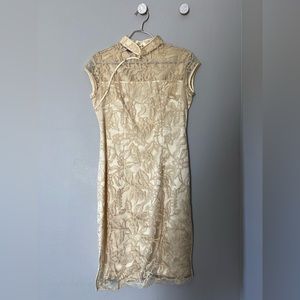 Gold color chinese dress Qi Pao